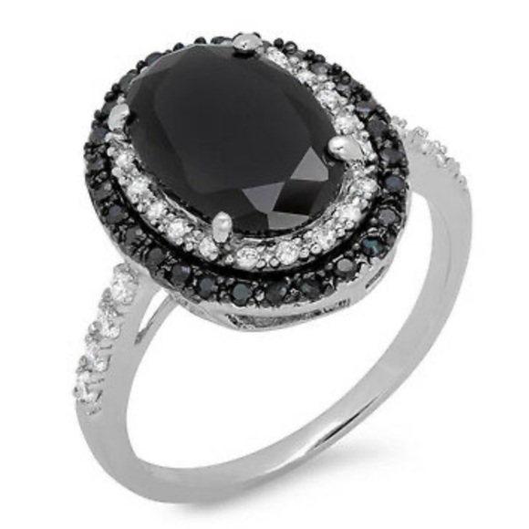 New 925 Sterling Silver Black sapphire ring - Picture 2 of 9